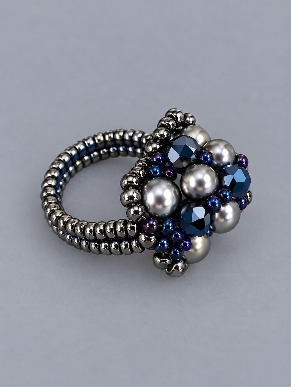 HANDMADE Beaded Fancy Cocktail Ring